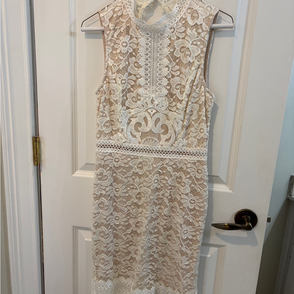 Aritzia Cream Lace Midi Dress